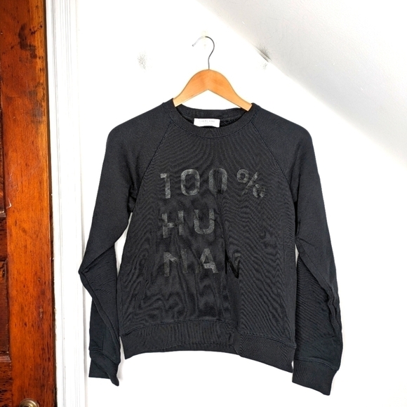 EVERLANE Black Cotton Unisex Crewneck 100% Human Graphic Sweatshirt NEW Size M - Picture 1 of 7